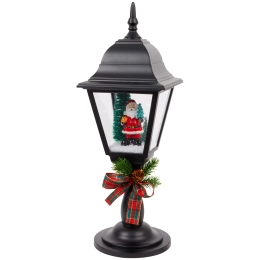 Świąteczny Lampion LED czarny 46cm z Mikołajem ozdoba na Boże Narodzenie