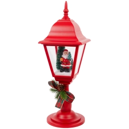 Świąteczny Lampion LED czerwony 46cm z Mikołajem ozdoba na Boże Narodzenie
