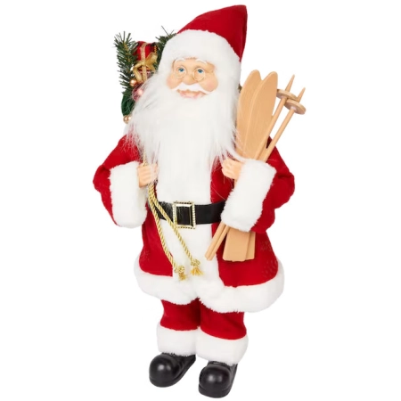 Mikołaj z nartami stojąca figurka Mikołaja 50cm
