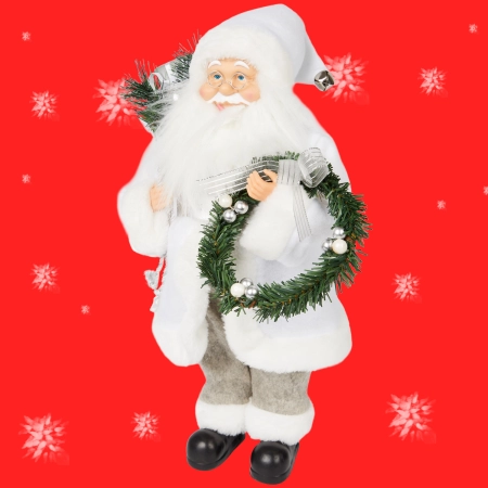 Mikołaj ze stroikiem stojąca figurka Mikołaja 50cm