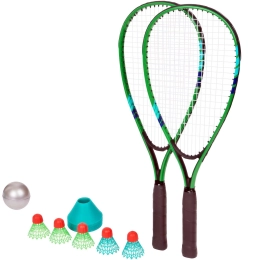 Speed Badminton Rakiety Paletki Lotki Piłka Znaczniki Boiska zestaw zielony