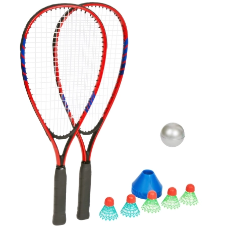 Speed Badminton Rakiety Paletki Lotki Piłka Znaczniki Boiska zestaw red