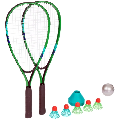 Speed Badminton Rakiety Paletki Lotki Piłka Znaczniki Boiska zestaw zielony